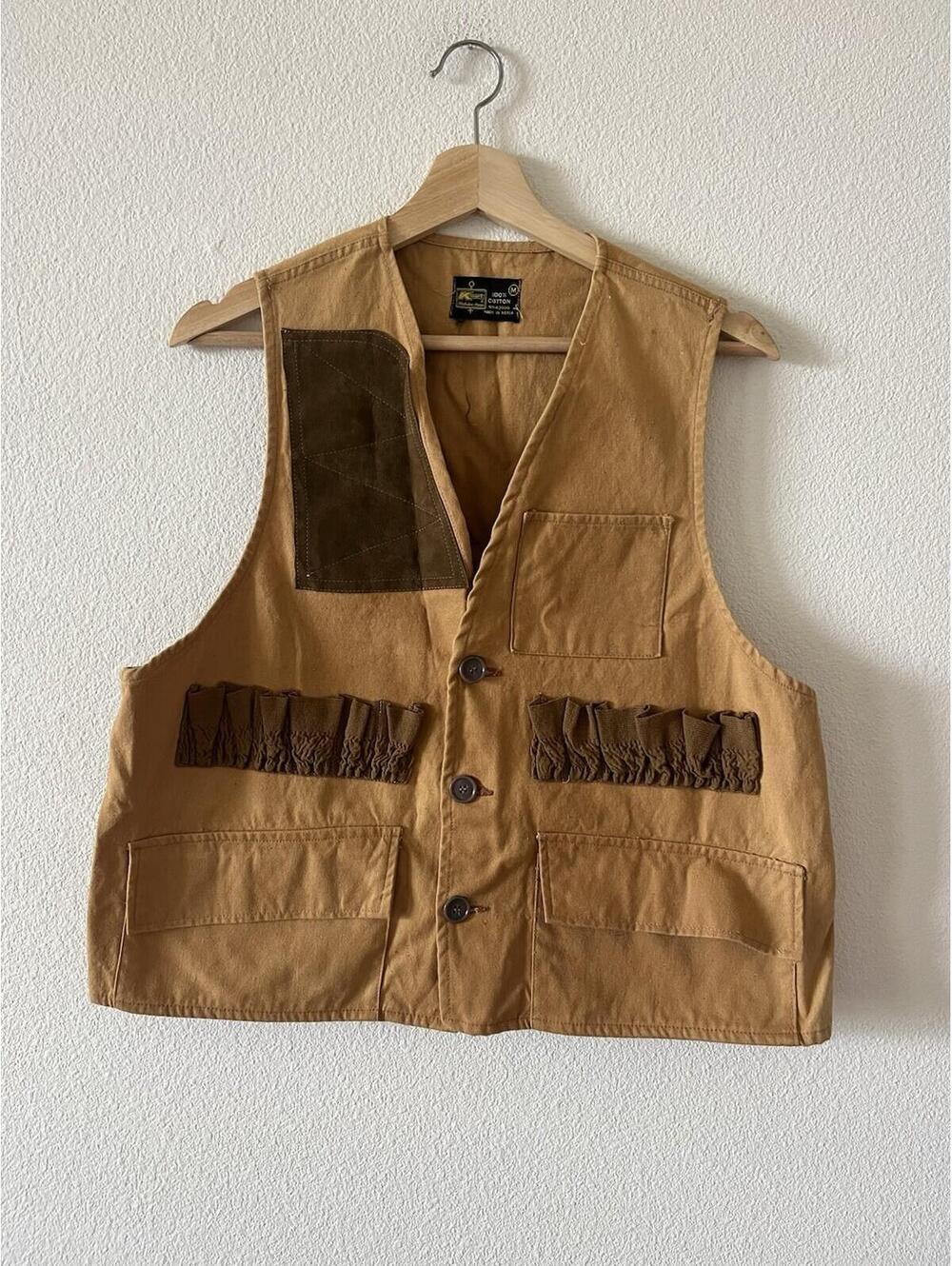Vintage Kmart Canvas Hunting Vest Shell Holders Brown M⁠